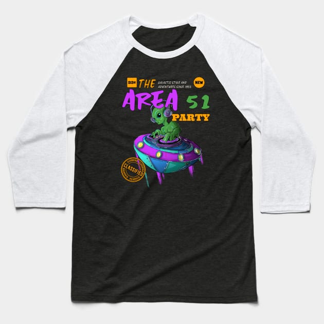 Music DJ Space Alien Baseball T-Shirt by Trendy Black Sheep